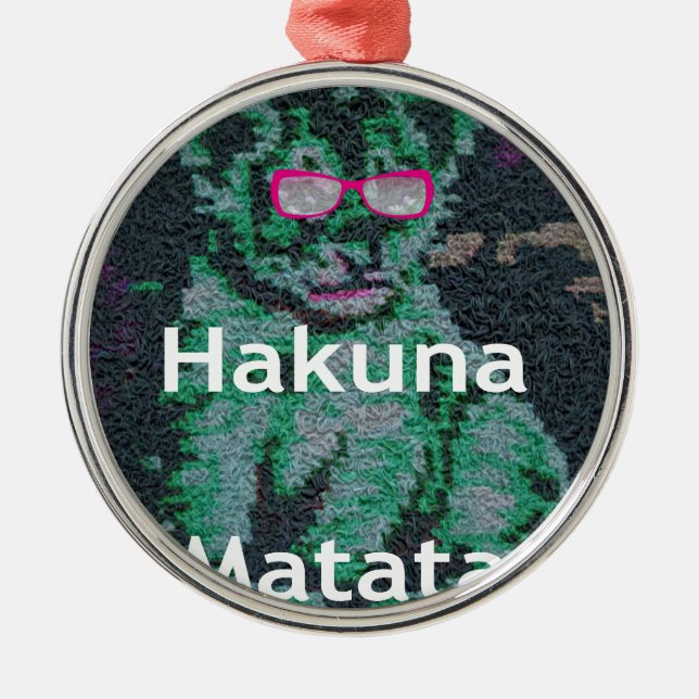 Ornement Rond Argenté Jambo lionceau hakuna matata (Devant)