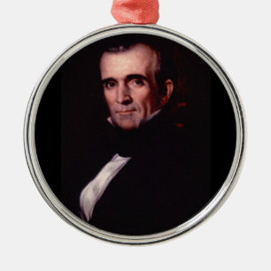 Ornement Rond Argenté James K. Polk 11ème président des États-Unis