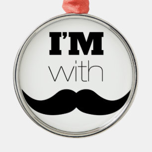 Ornement Rond Argenté Je suis avec Moustache