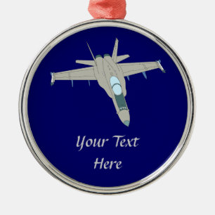 Ornement Rond Argenté Jet Fighter F18 Hornet