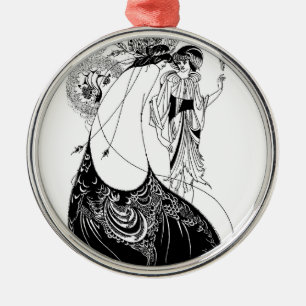 Ornement Rond Argenté Jupe de paon Beardsley Nouveau