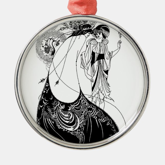 Ornement Rond Argenté Jupe Peacock Beardsley Nouveau (Devant)