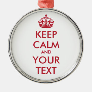 Ornement Rond Argenté KEEP CALM and YOUR TEXT