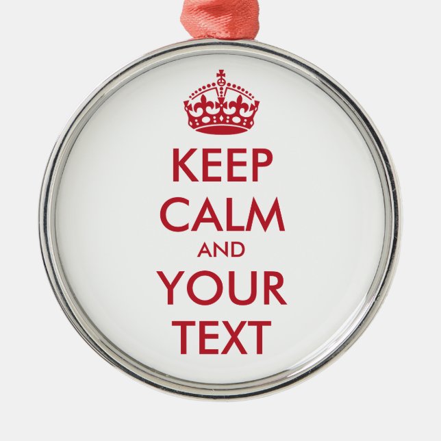 Ornement Rond Argenté KEEP CALM and YOUR TEXT (Devant)