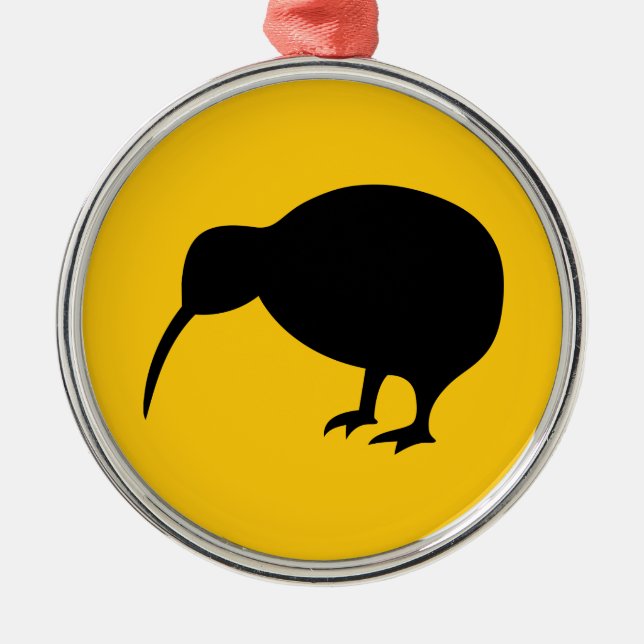 Ornement Rond Argenté Kiwi (Devant)