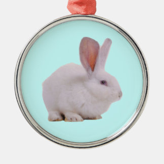 Ornement Rond Argenté Lapin Mignon Kawaii