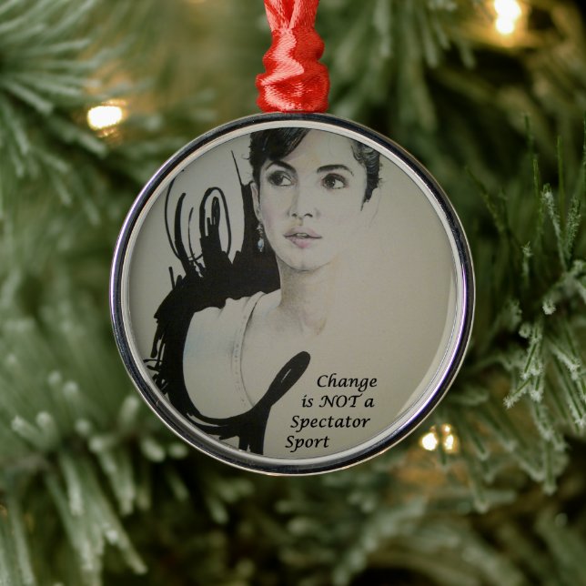 Ornement Rond Argenté Le changement n'est pas un spectateur Sport Art Im (Arbre)