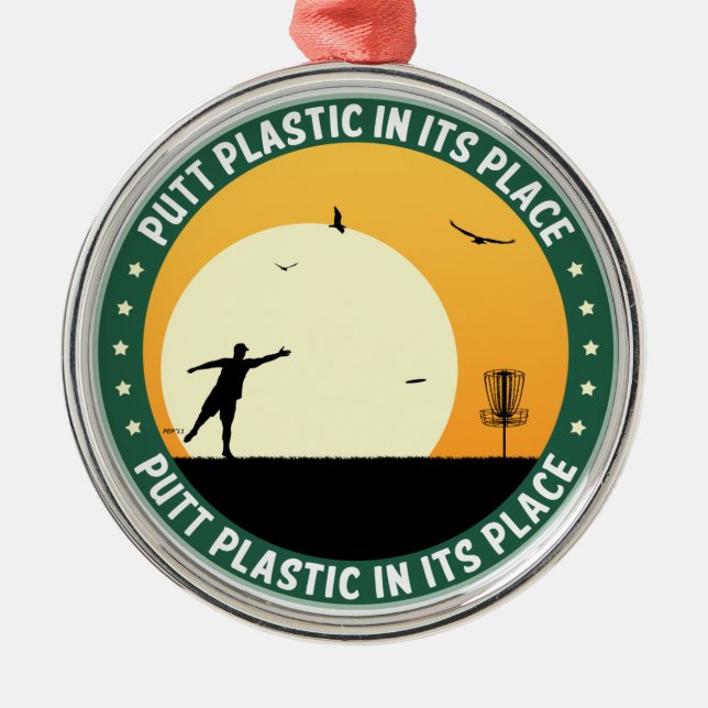 Ornement Rond Argenté Le Plastique À La Place (Devant)