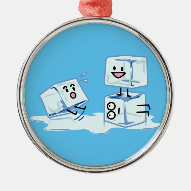 Ornement Rond Argenté l'eau glaciale de cube en glaçons glissant le (Devant)