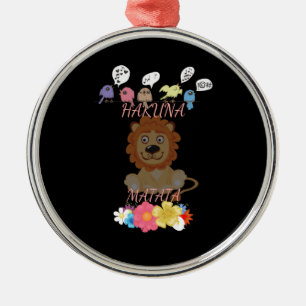 Ornement Rond Argenté Lion bébé Hakuna Matata Hakunamatata.