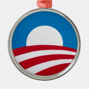 Ornement Rond Argenté Logo officiel de campagne d'Obama