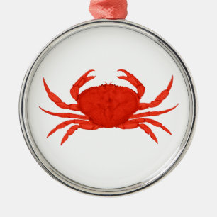 Ornement Rond Argenté Logo rouge de crabe de Dungeness