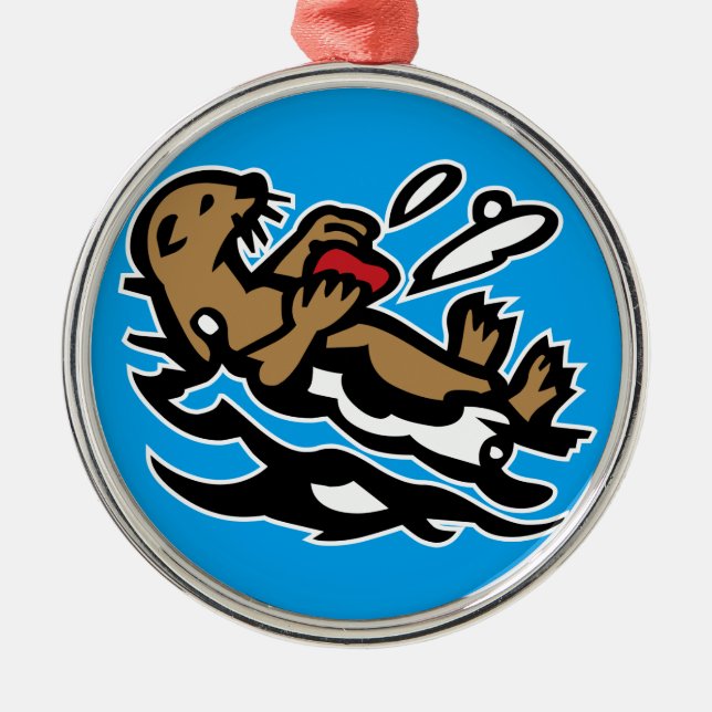 Ornement Rond Argenté Loutre de mer (Devant)