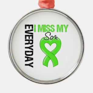 Ornement Rond Argenté Lymphoma Everyday I Miss My Son