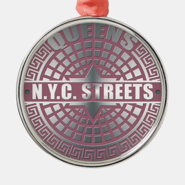 Ornement Rond Argenté Manhole Covers Queens (Devant)