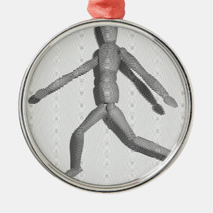 Ornement Rond Argenté Mannequin humain en bois