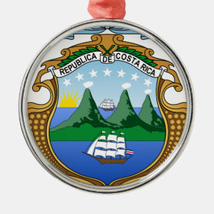 Ornement Rond Argenté Manteau des bras du Costa Rica - escudo De Costa