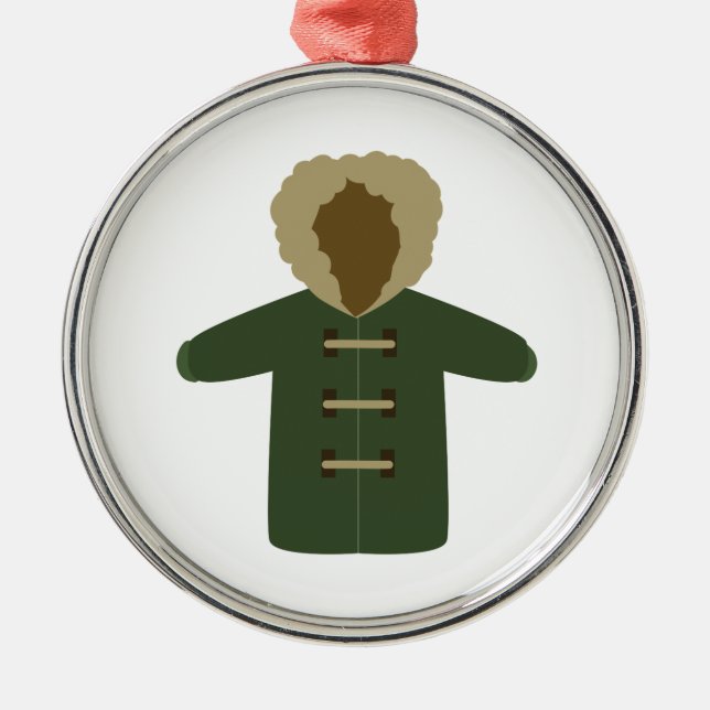 Ornement Rond Argenté Manteau d'hiver (Devant)