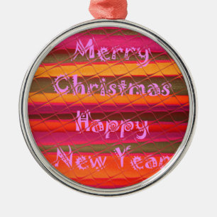 Ornement Rond Argenté Merry Christmas Happy New Year Color Design