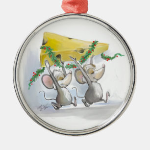 Ornement Rond Argenté Merry Mice Mic & Mac Round Premium Orament