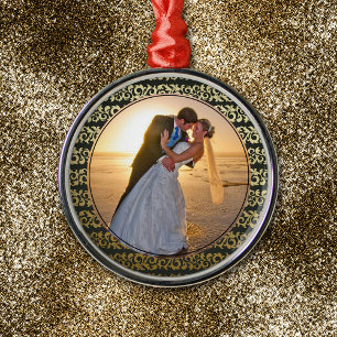 Ornement Rond Argenté Modèle photo Motif noir or