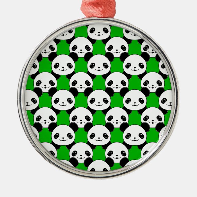 Ornement Rond Argenté Motif de l'ours Kawaii Panda (Devant)