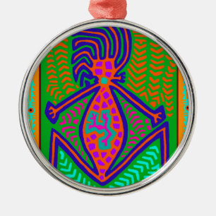 Ornement Rond Argenté Naissance tribale maori Mère du monde