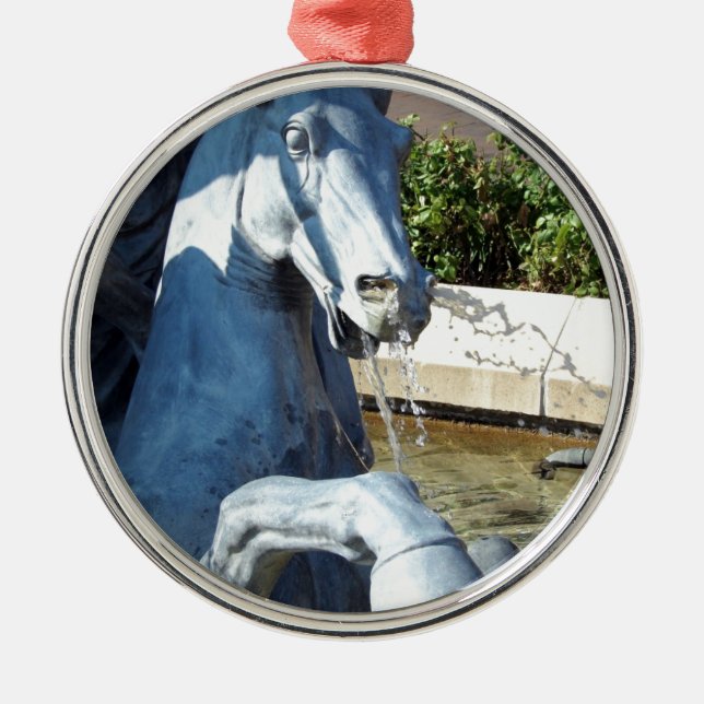 Ornement Rond Argenté Neptune's Horse, Plaza Fountain Detail (Devant)