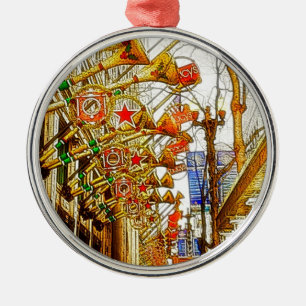 Ornement Rond Argenté Noël Chicago