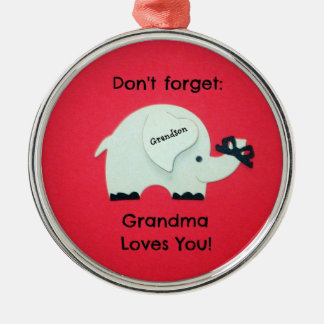 Ornement Rond Argenté N'oublie pas : Grand-mère t'aime ! Grandson