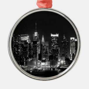 Ornement Rond Argenté Nuit à New York