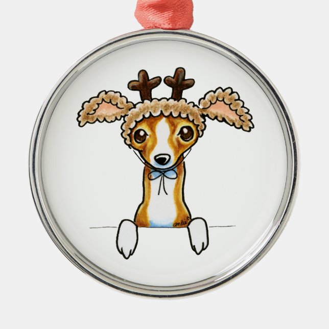 Ornement Rond Argenté Oh Deer Italian Greyhound (Devant)