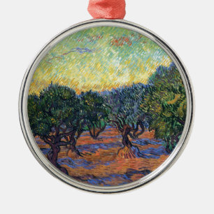 Ornement Rond Argenté Oliveraie de Vincent Van Gogh Impressionnisme Art