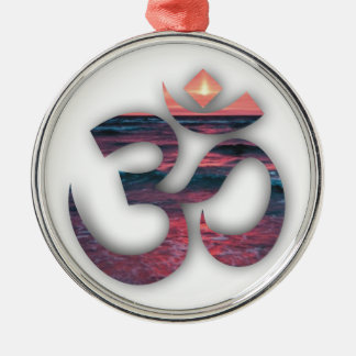 Ornement Rond Argenté OM À L'Océan Yoga