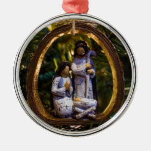 Ornement Rond Argenté Organisation de la Nativité