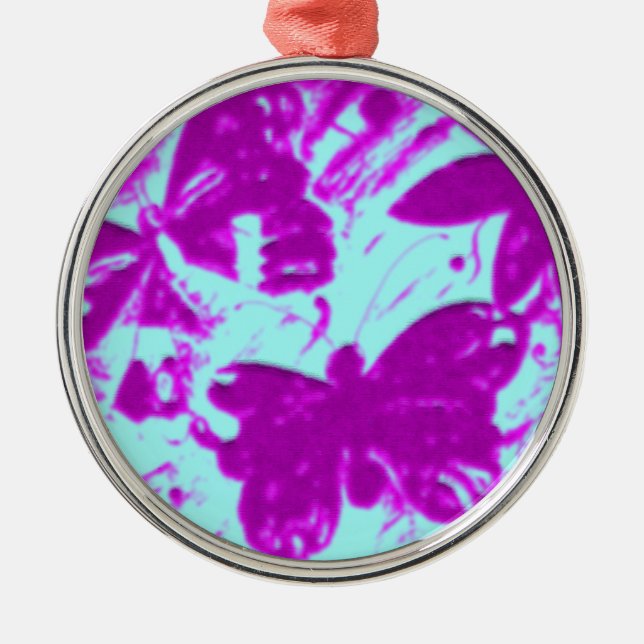 Ornement Rond Argenté Papillon (Devant)