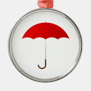 Ornement Rond Argenté Parapluie rouge