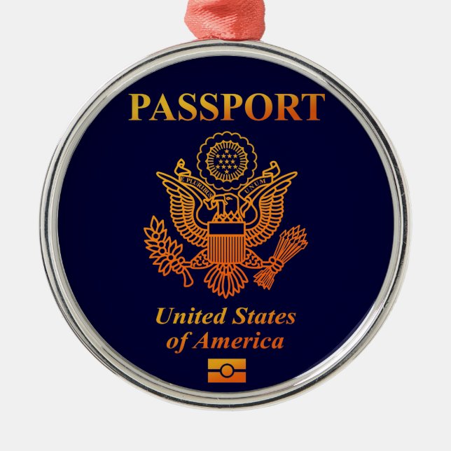 ORNEMENT ROND ARGENTÉ PASSPORT(USA) (Devant)