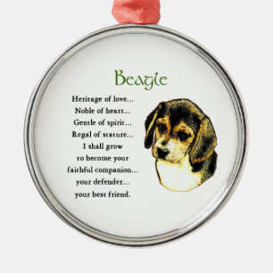Ornement Rond Argenté Patrimoine Beagle de l'amour