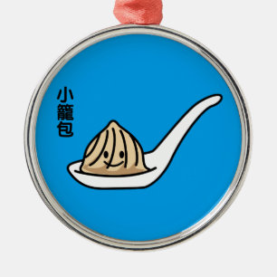 Ornement Rond Argenté Petit pain chinois de Dim Sum de boulette de soupe