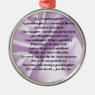 Ornement Rond Argenté Poème    lilac Grandgirl