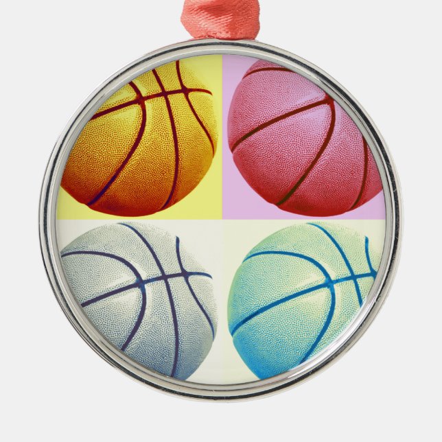 Ornement Rond Argenté Pop Art Basket (Devant)