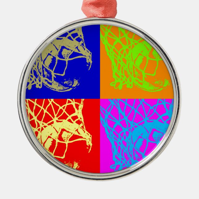 Ornement Rond Argenté Pop Art Basket (Devant)