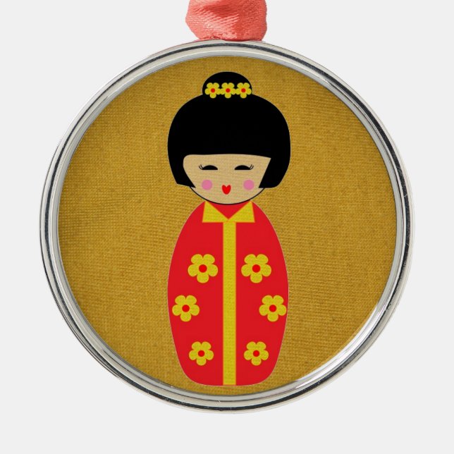 Ornement Rond Argenté Poupées (Devant)