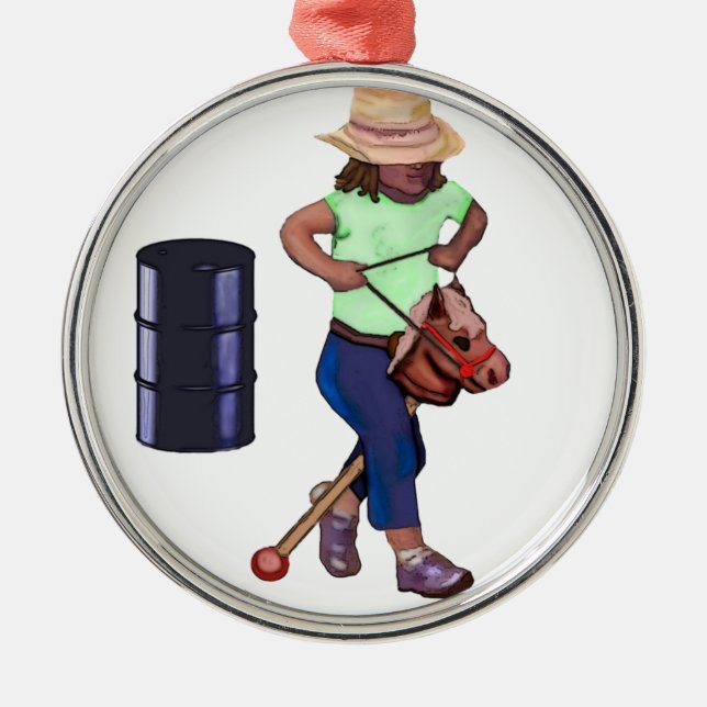 Ornement Rond Argenté Première course de baril (Devant)