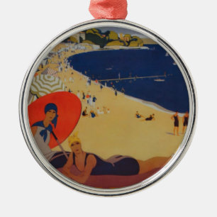 Ornement Rond Argenté Publicité vintage de voyage