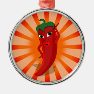 Ornement Rond Argenté Red Pepper Superstar