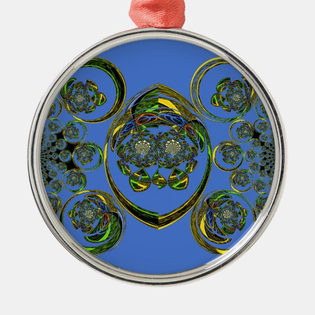 Ornement Rond Argenté Regardez mes courbes bleues (Devant)