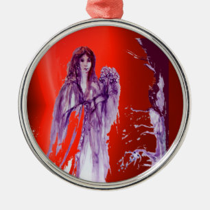 Ornement Rond Argenté REINE GUINEVERE, ROI ARTHUR LEGEND Violet rouge