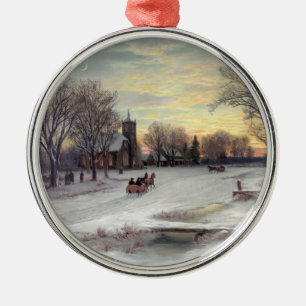 Ornement Rond Argenté Réveillon de Noël